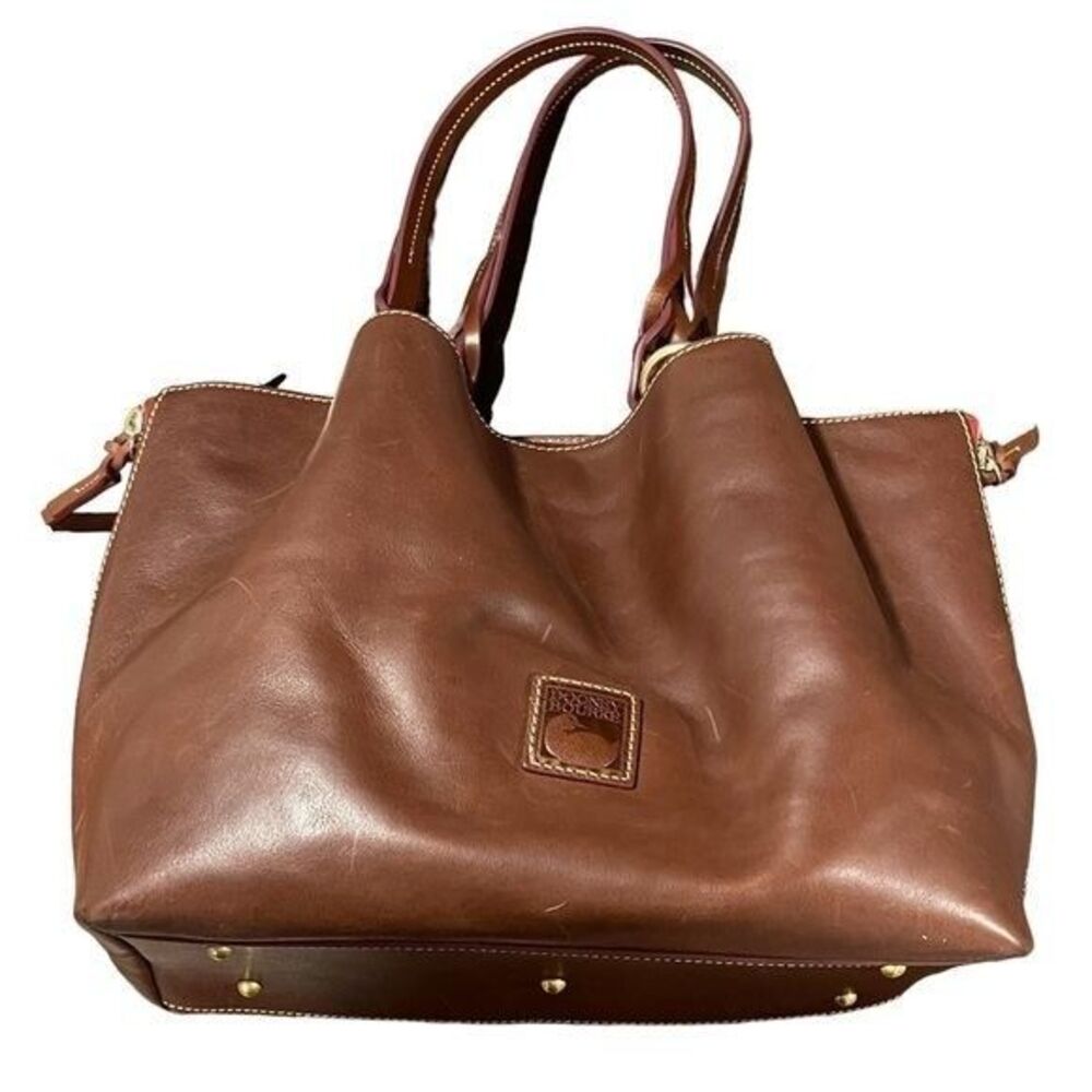 NWT Dooney & Bourke Florentine Large Zip Barlow Chestnut Leather Shoulder Bag